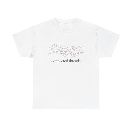 Connected Threads T-Shirt — Minimal Line Art Hands & Heart Tee